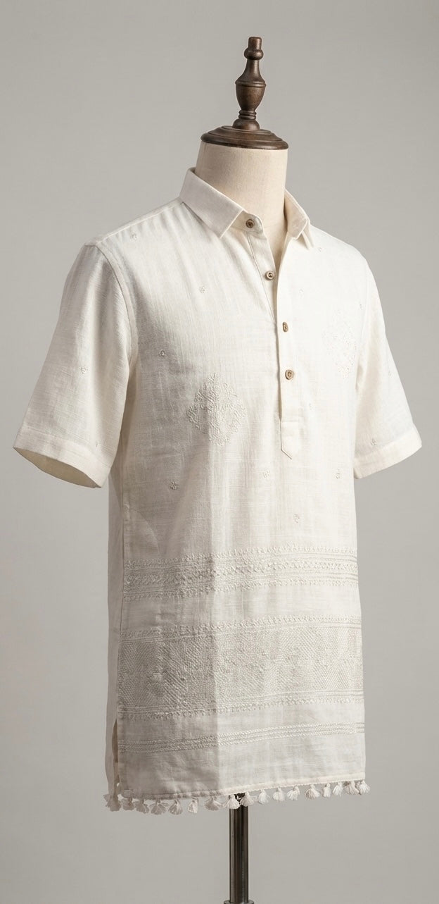 SIDISHA®️ Nivra — Handcrafted Ivory Shirt