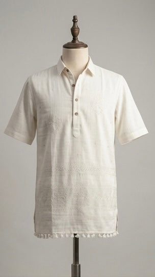 SIDISHA®️ Nivra — Handcrafted Ivory Shirt