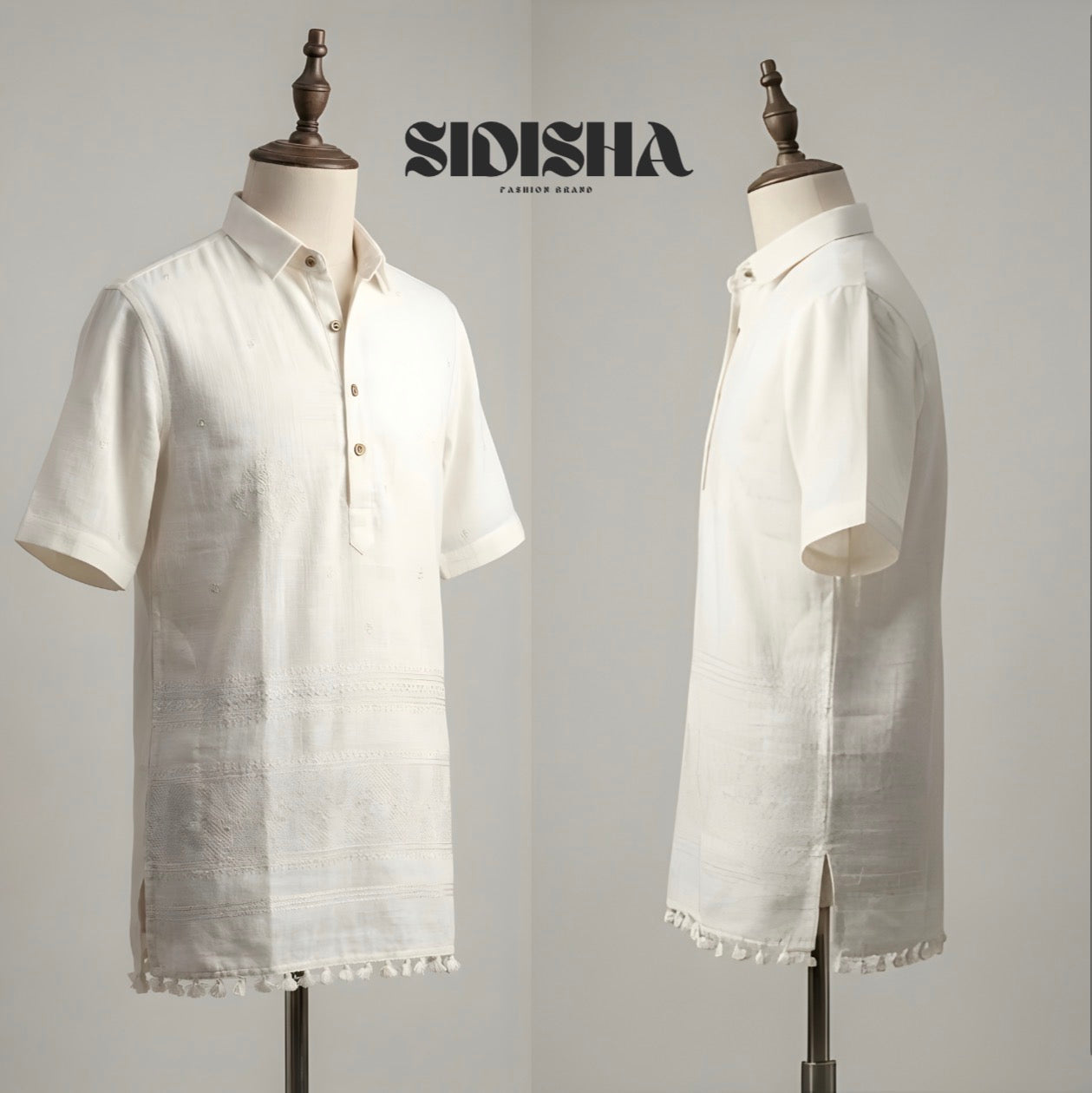 SIDISHA®️ Nivra — Handcrafted Ivory Shirt